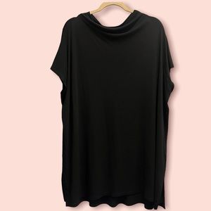 Eileen Fisher Silk Cowlneck Drape Sleeve Tunic Black XL